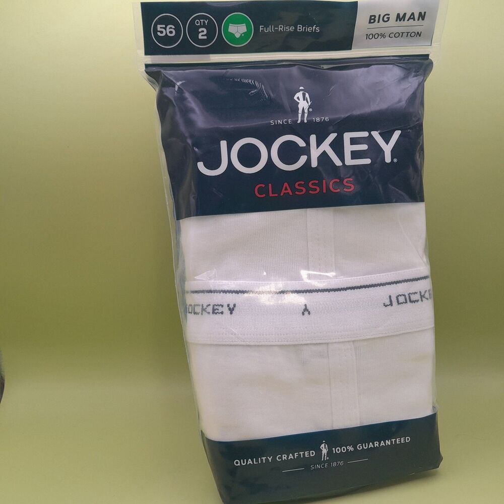 Jockey Classics Big Man Briefs Size 56 (2 Pack) White 100% Cotton